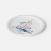 セーリングボート赤ちゃんシャワー ペーパープレート (アングル)