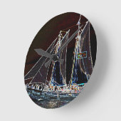 セーリングボート – 抽象芸術写真 ラウンド壁時計 (傾斜)