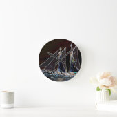 セーリングボート – 抽象芸術写真 ラウンド壁時計 (ホーム)