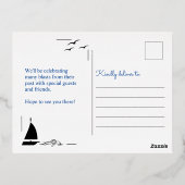 セーリングボート 50周年 結婚記念日 ゴールド 箔招待状ポストカード (裏面)