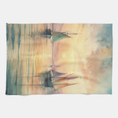 セーリングボートinサンセット キッチンタオル (横)