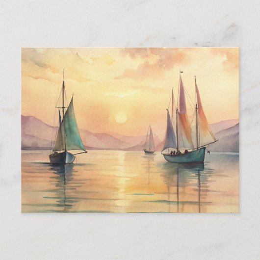 セーリングボートinサンセット ポストカード (正面)