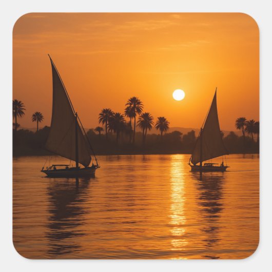 セーリングボーナイルエジプトサンセットアート スクエアシール (正面)