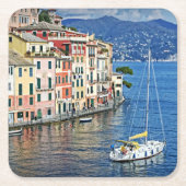 セーリングポルトフィノとリイタリアンビエラコースター スクエアペーパーコースター (正面)