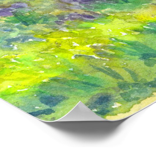 セーリングマウンテンレイクパープルウォーターカラールピネス ポスター (角)