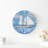 セーリングヨットオンカームウォーター ラージ壁時計 (ホーム)
