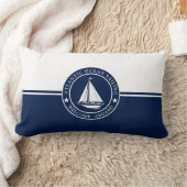 セーリングラベル付きネイビーブルーランバー枕 ランバークッション (ブランケット)