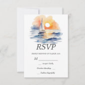 セーリング航海のサンセットウォーターカラーサマー海 出欠カード (正面)