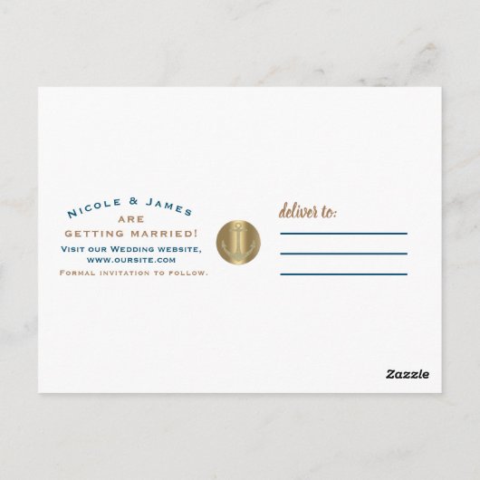 セーリング航海のビーチ結婚式日付の保存 ポストカード (裏面)