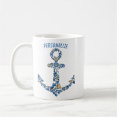 セーリング航海のボートいかり異常ライトハウス コーヒーマグカップ (左)