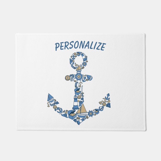 セーリング航海のボートいかり異常ライトハウス ドアマット (正面)