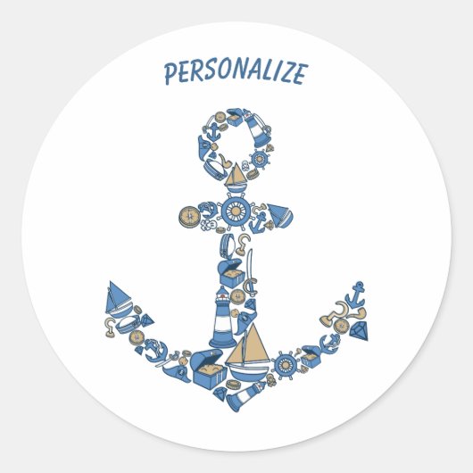 セーリング航海のボートいかり異常ライトハウス ラウンドシール (正面)