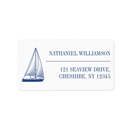 セーリング航海のボートネイビー差出人住所 ラベル (正面)
