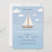 セーリング航海のボート子供の誕生日招待状 招待状 (正面)