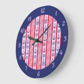 セーリング航海のレッドブルーボートいかり ラージ壁時計 (傾斜)