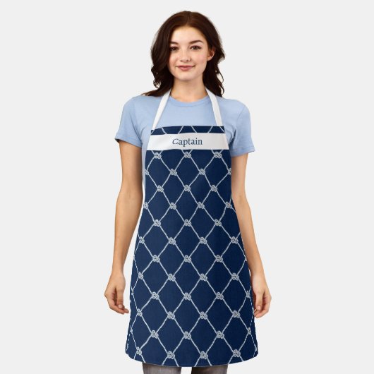 セーリング航海のロープネイビーブルー エプロン (着用した状態)