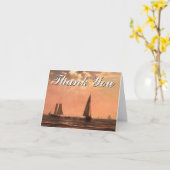 セーリング航海の船をテーマにした「ありがとう」 カード (黄色い花)