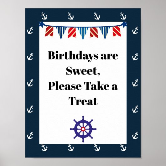 セーリング航海の誕生日パーティーのサイン ポスター (正面)