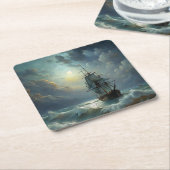 セーリング船の海 スクエアペーパーコースター (アングル)