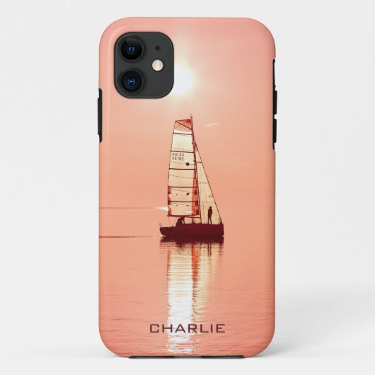 セーリング遠くにカスタムモノグラムケース Case-Mate iPhoneケース (裏面)