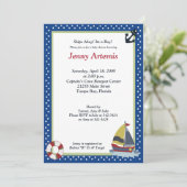 セーリング遠くにネイビーブルー5x7ベビーシャワー招待状 招待状 (スタンド正面)