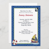 セーリング遠くにネイビーブルー5x7ベビーシャワー招待状 招待状 (正面/裏面)