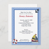 セーリング遠くに帆船ボートベビーシャワー4x5 招待状 (正面/裏面)