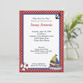 セーリング遠くに帆船航海の5x7ベビーシャワー 招待状 (スタンド正面)