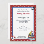 セーリング遠くに帆船航海の5x7ベビーシャワー 招待状 (正面/裏面)