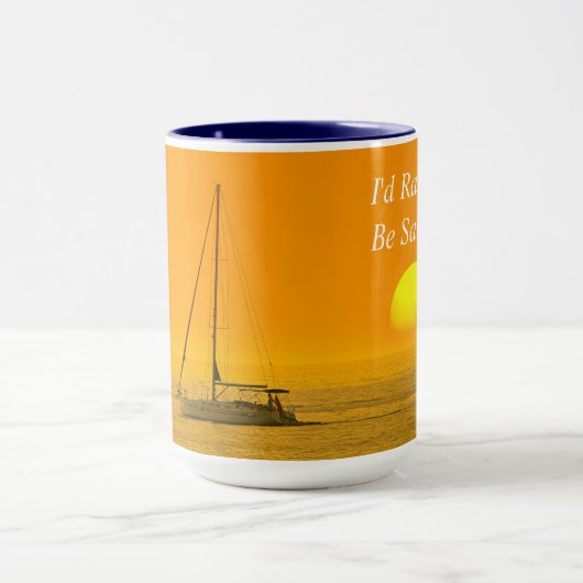 セーリング、サンセット、DIYのメッセージや名前が欲しい マグカップ (中央)