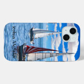 セーリング – 水に2つの帆船パーソナライズ Case-Mate iPhoneケース (裏面 (横))