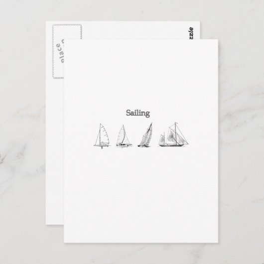 セーリング – 4つの帆船のロゴ ポストカード (正面/裏面)