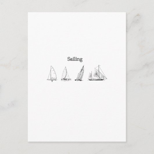 セーリング – 4つの帆船のロゴ ポストカード (正面)