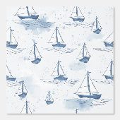 セーリーネネイビーブルーセーリングボーツパターン 壁紙 (正面)