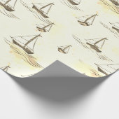 セーリーンベージュセーリングボートon海のパターン ラッピングペーパー (角)