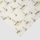 セーリーンベージュセーリングボートon海のパターン 薄葉紙 (詳細)