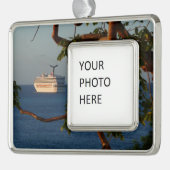セールアット遠くにサンセットIクルーズバケーション シルバープレートフレームオーナメント (左)
