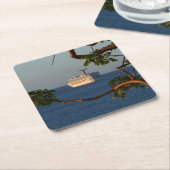 セールアット遠くにサンセットIクルーズバケーション スクエアペーパーコースター (アングル)