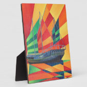 セールジャンク遠くにプレジャーボート フォトプラーク (側面)