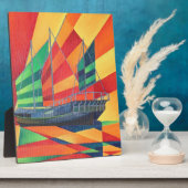 セールジャンク遠くにプレジャーボート フォトプラーク (側面)