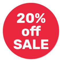 セールステッカー 20% オフ - 赤と白 - モダンでシンプル