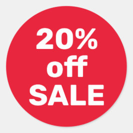セールステッカー 20% オフ - 赤と白 - モダンでシンプル ラウンドシール