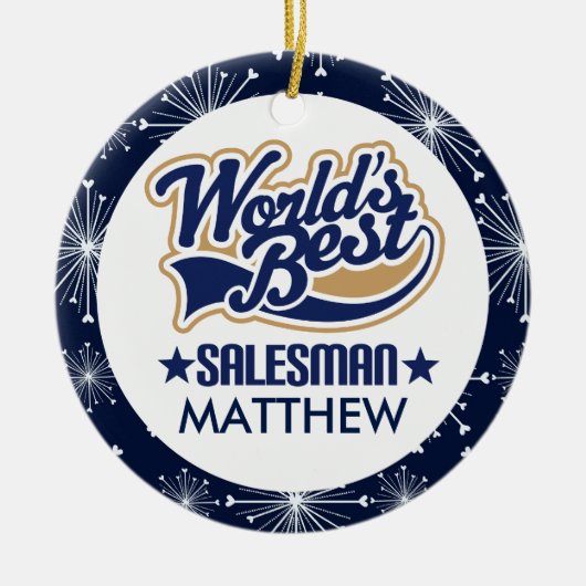 セールスマンのパーソナライズなクリスマスのオーナメント セラミックオーナメント (正面)