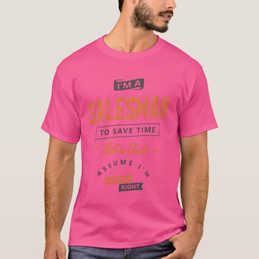 セールスマン おもしろい 職業 家族 Tシャツ (正面)