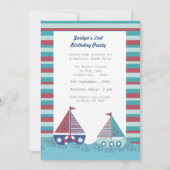 セールセーリング遠くにボートボーイズ誕生日フォト招待状 招待状 (裏面)