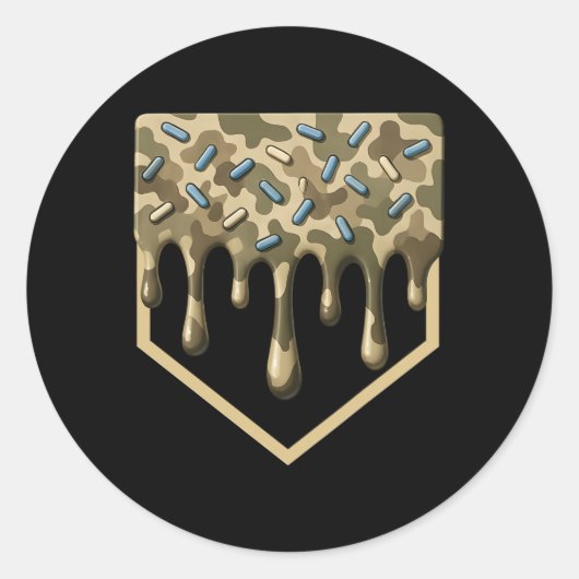 セールドリップ迷彩柄ホームプレートボーイズスポーツクールゲームダ ラウンドシール (正面)