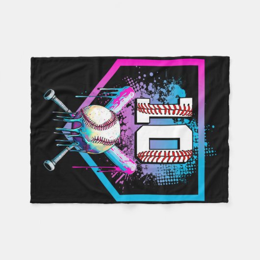 セールドリップ10th誕生日ホームプレートボーイユース10アイ フリースブランケット (正面(横))