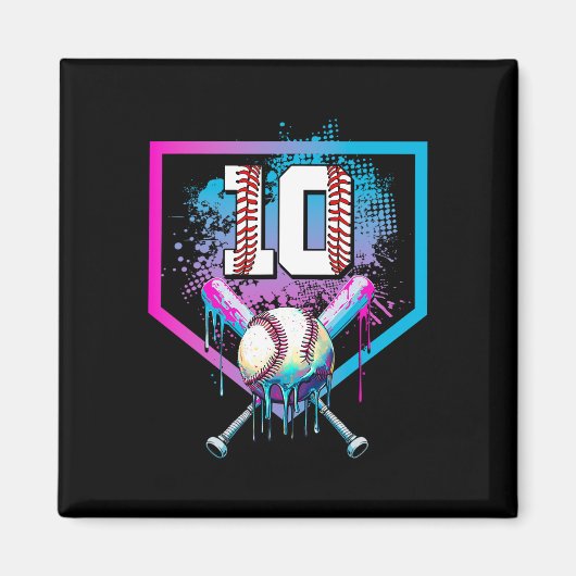セールドリップ10th誕生日ホームプレートボーイユース10アイ マグネット (正面)