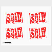 セールドレッドのゴム印紙効果 長方形シール (シート)