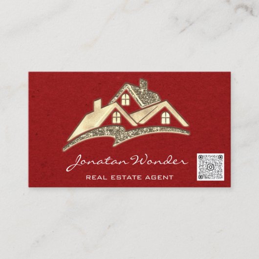 セールハウスソーシャルメディアロゴエステート実在エージェントレッド 名刺 (正面)
